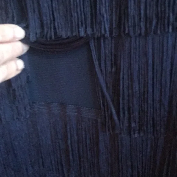 From Bloomingdale’s  navy long evening gown with all fringes and fully lined - Picture 15 of 17